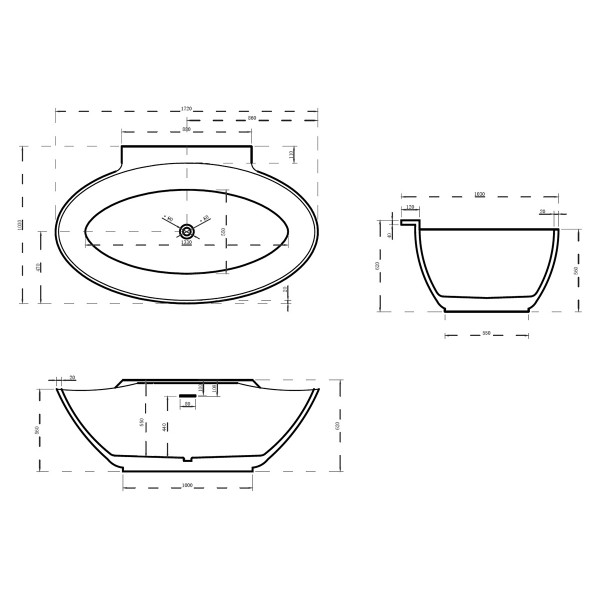 Ванна акриловая Abber 172х103 белая (AB9237)