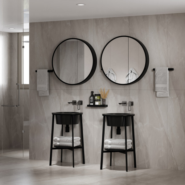 Раковина с консолью Аbber Bequem 50x50x85 черная матовая (AC2130MB)