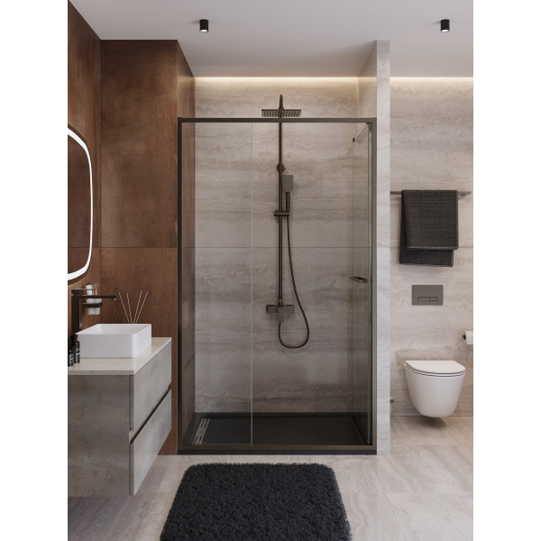 Душевая дверь Cezares Lux 130x195 стекло прозрачное, профиль оружейная сталь (LUX-B-FS-11-130-C-GM)