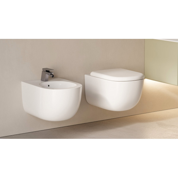 Унитаз подвесной Abber Bequem безободковый, смыв торнадо белый (AC1134T)