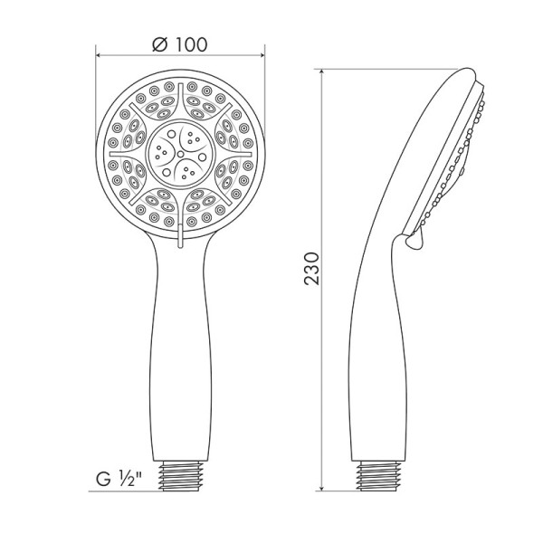 Душевая лейка Melodia 3 функции, d100мм, хром/серый (MKP20555P)