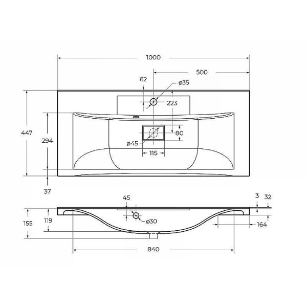 Раковина мебельная BelBagno 100x45 черная матовая (BB100/445-LV-ART-PR-NERO)