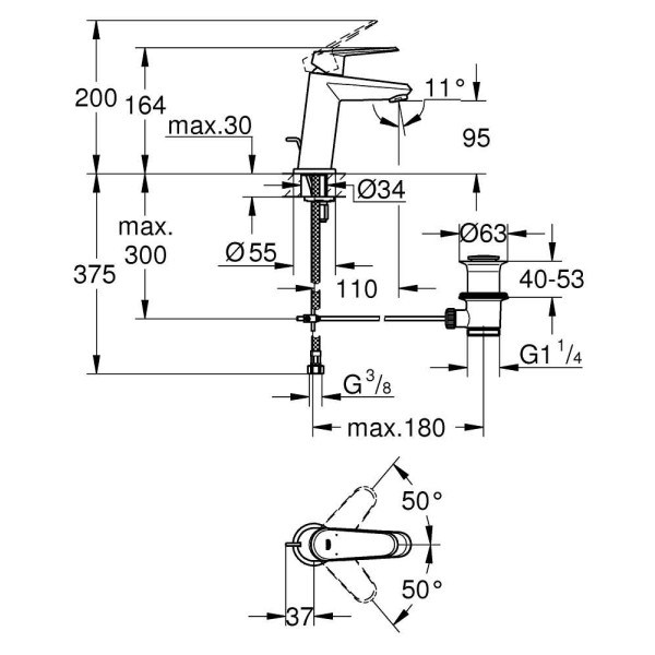 Смеситель для раковины Grohe Eurodisc Cosmopolitan (23049002)