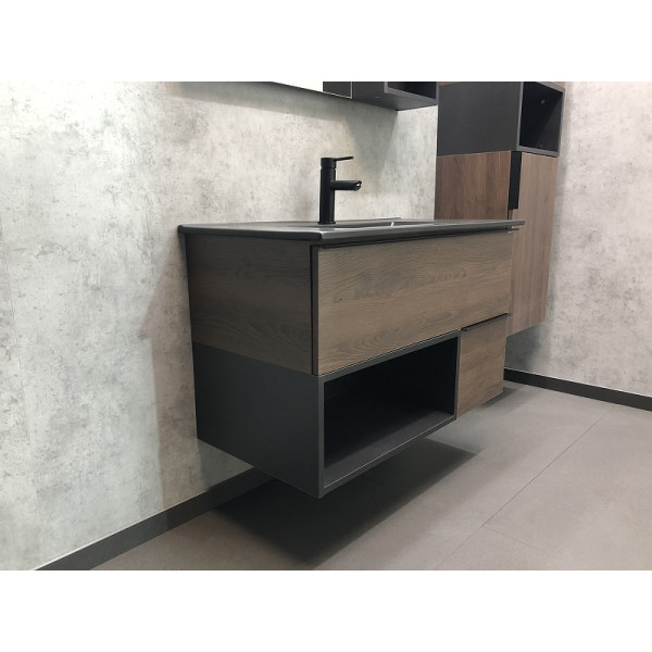 Тумба подвесная с раковиной Comforty Франкфурт 900x465x560 дуб шоколадно-коричневый/черный (00-00002048) Тумба подвесная с раковиной Comforty Франкфурт 900x465x560 дуб шоколадно-коричневый/черный (00-00002048)