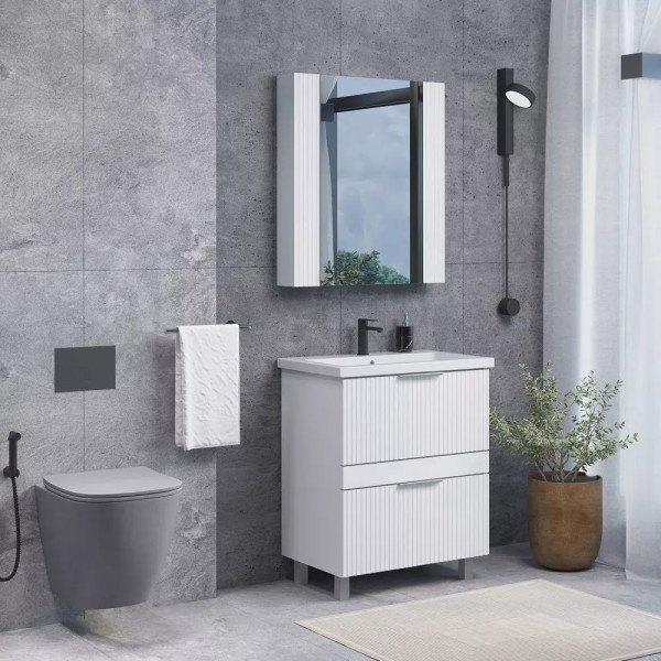 Тумба подвесная с раковиной Comforty Лима 700x450x850 белый матовый (00-00019211)