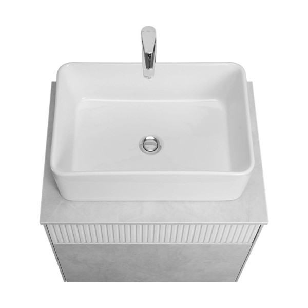 Тумба-умывальник Aquaton 60 Марбл Слэйт/Белый/732700B000 Раковина Mila накладная прямоуг 350х500 (1A2761K1MH4C0)