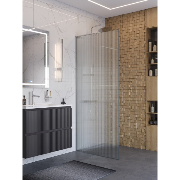 Душевое ограждение BelBagno Uno 90x200 стекло рифленое, профиль хром глянцевый (UNO-L-1-TB-90-FL-Cr)