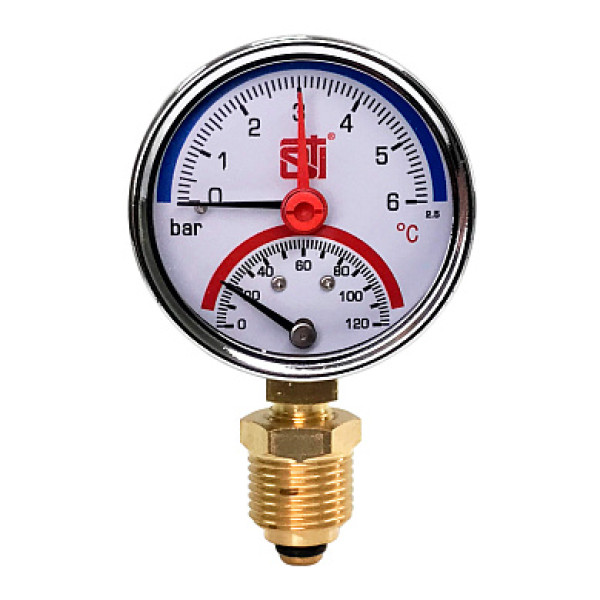 Термоманометр 1/2" 63 6 бар STI (радиальный, 120°C) (ТТ000018934)