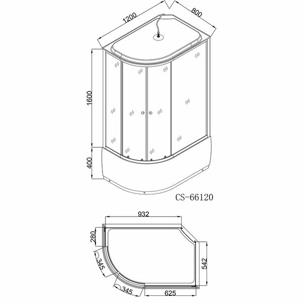 Душевая кабина Loranto Sunway 120x80 стекло прозрачное, профиль сатин (CS-66120R G 120*80*215)