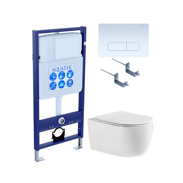Комплект инсталляция с унитазом Aquatek Европа с клавишей смыва белая (SET AQUATEK ЕВРОПА cmp013)