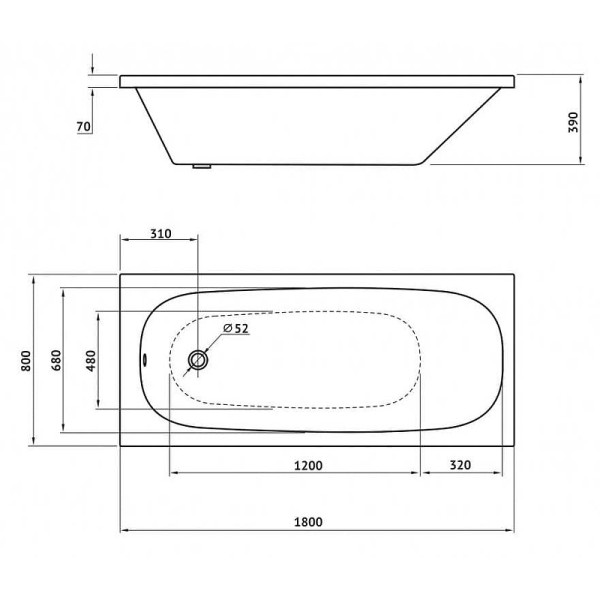 Ванна акриловая Berges Nelu 180x80 с каркасом (50024)