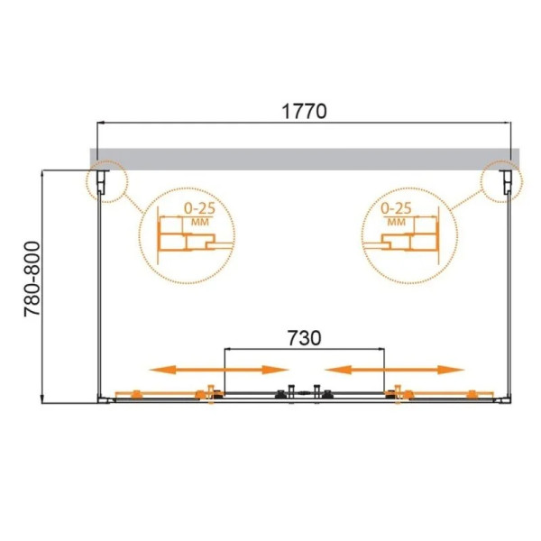 Душевой уголок Cezares Molveno 180x80x195 стекло прозрачное, профиль хром (MOLVENO-AH-2/2-180/80-C-Cr-IV)