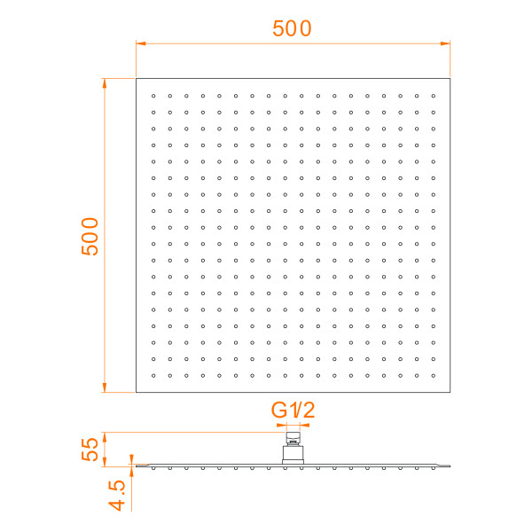 Верхний душ RGW Shower Panels 50x50 хром (21148250-01)