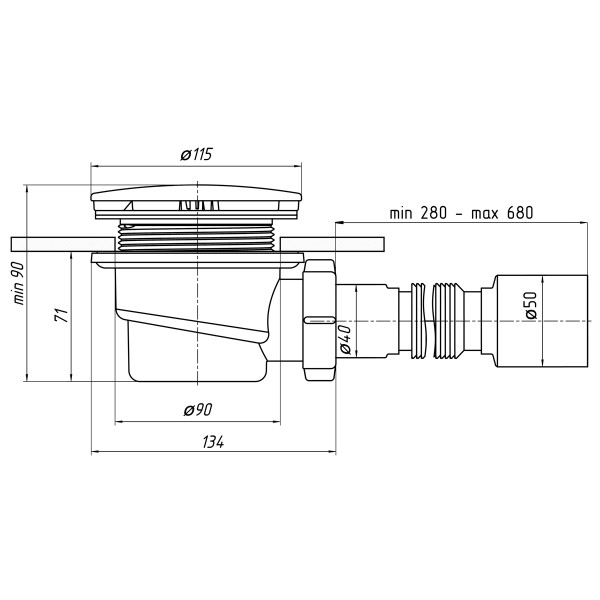 Сифон для для поддона 1 1/2"x90 375*40/50 АНИ пласт (E325VAL)