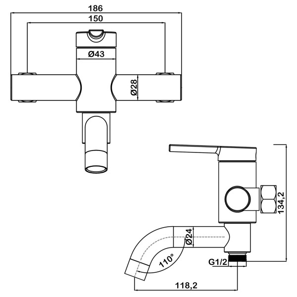 Смеситель для ванны Swedbe Diana с повортн.изливом черный (1030B) Смеситель для ванны Swedbe Diana с повортн.изливом черный (1030B)