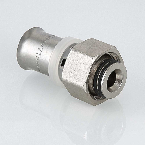 Соединение прямое 16*1/2"(16) с накидной гайкой Valtec (пресс, никель) (VTc.712.N.1604) Соединение прямое 16*1/2"(16) с накидной гайкой Valtec (пресс, никель) (VTc.712.N.1604)