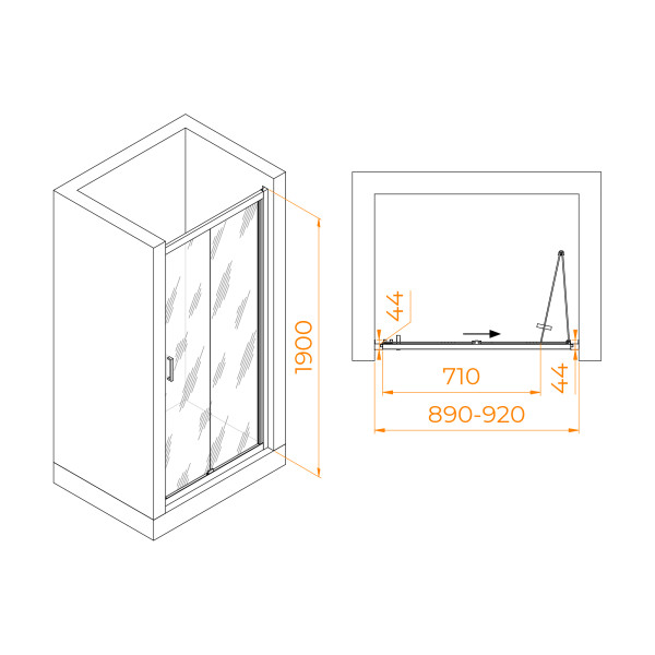Душевая дверь RGW Passage 90x190 стекло , профиль хром (06082109-11)