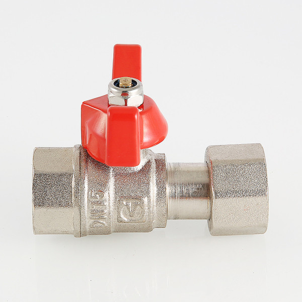 Кран 1/2"х3/8" ВВ шаровый для подключения манометра Valtec (красная бабочка) VT.807.N.0403