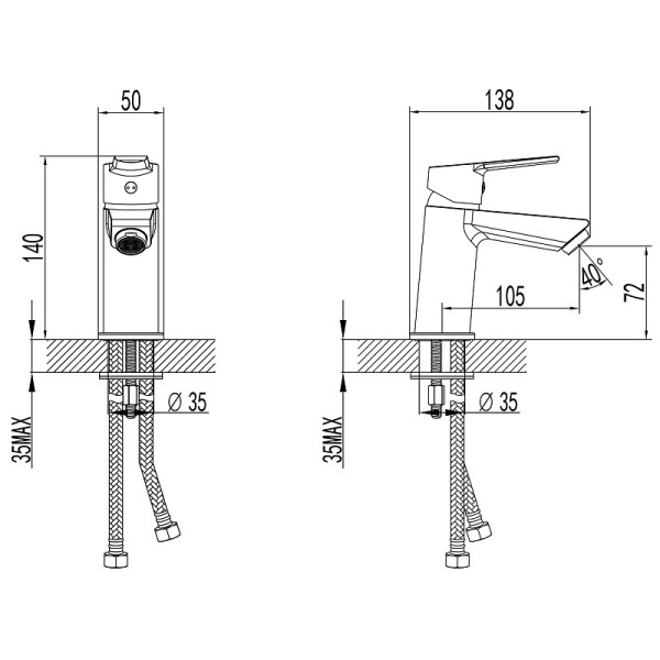 Смеситель для раковины Azario хром (AZ-WSA654234AJ)