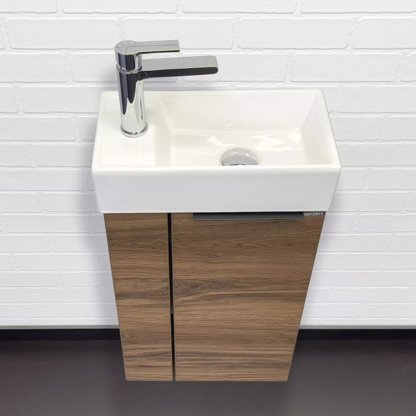 Тумба подвесная с раковиной Comforty Матэ 400x225x700 дуб темно-коричневый (00-00015325)