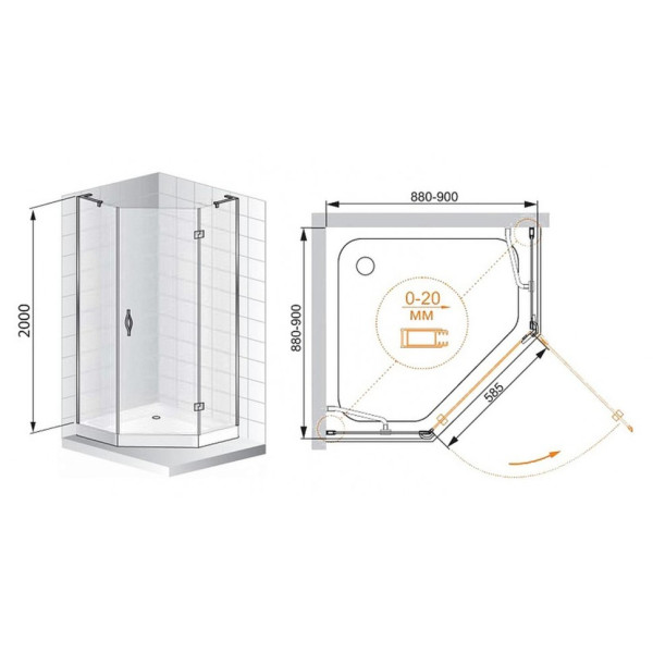 Душевой уголок Cezares Bergamo 90x90x200 стекло прозрачное (BERGAMO-P-1-90-C-Cr-R-IV) Душевой уголок Cezares Bergamo 90x90x200 стекло прозрачное (BERGAMO-P-1-90-C-Cr-R-IV)