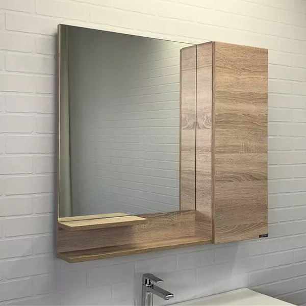 Шкаф зеркальный Comforty Варна 900x150x800 дуб сонома (00-00009918)
