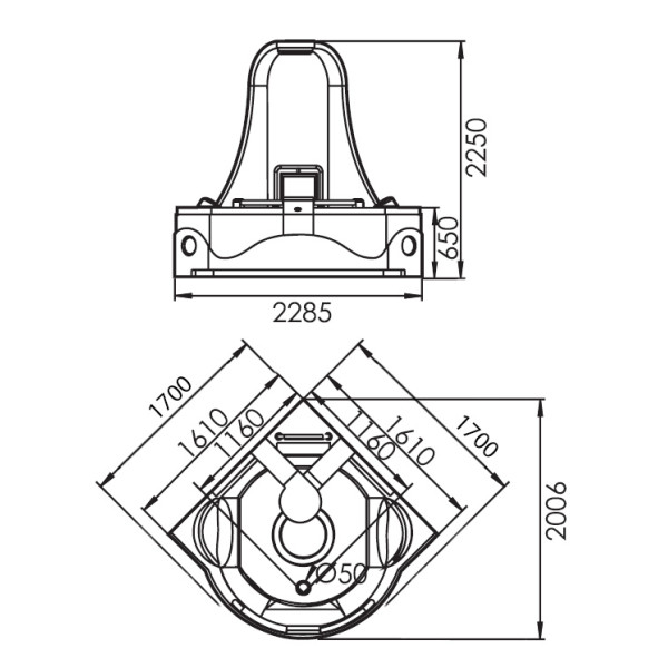 Ванна гидромассажная и аэромассажная Gemy G9070 O 1610х1610х2250