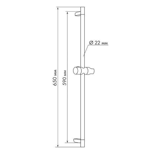 Душевая стойка Melodia с мыльницей Stick d22, L=650, нерж. (MKP25007BL)