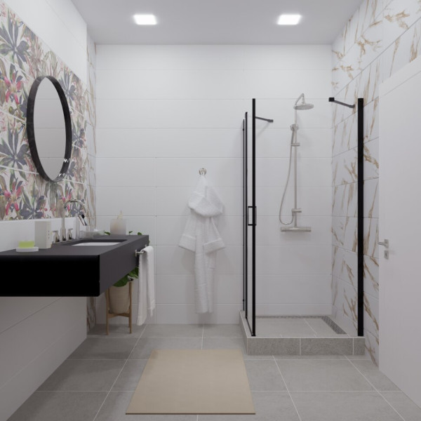 Душевой уголок Triton Йота 90x90 стекло прозрачное, профиль черный (DK282)