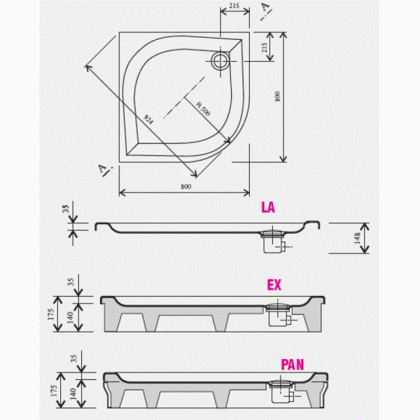 Душевой поддон Ravak Elipso-80 EX 80х80 белый (A224401310)