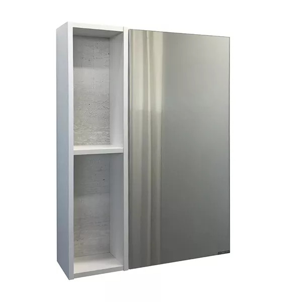 Шкаф зеркальный Comforty Прага 600x140x800 дуб белый (00004147599)