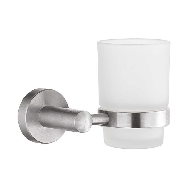 Стакан Fashun стеклянный с держателем SUS304 сатин (A51506)