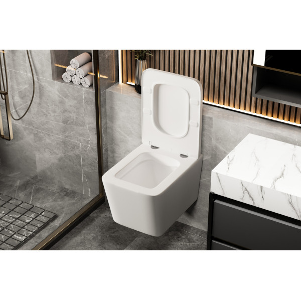 Унитаз Abber Rechteck подвесной белый матовый, безободковый (AC1201MW) Унитаз Abber Rechteck подвесной белый матовый, безободковый (AC1201MW)