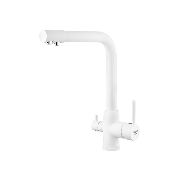 Смеситель для кухни Melodia Ostessa Filtro, с выходом питьевой воды 2в1 белый (MDV40618wt)
