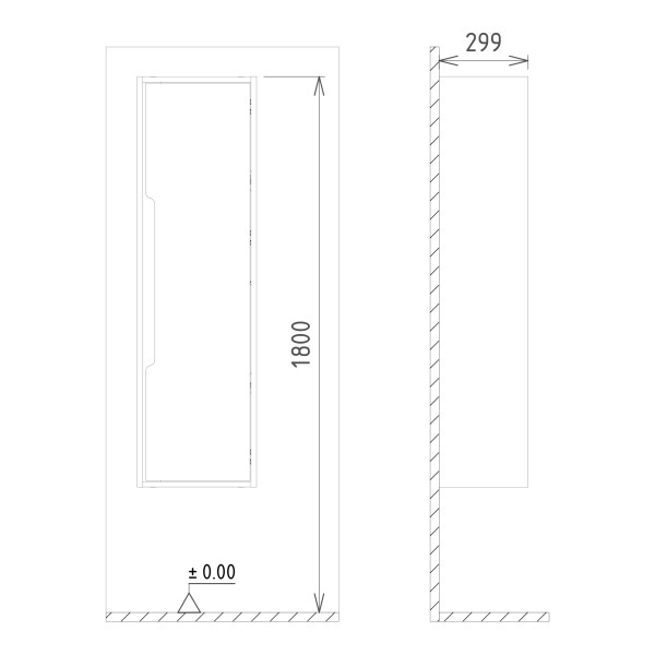 Пенал подвесной Orka Galia 400x300x1380 Lidya (3000856)