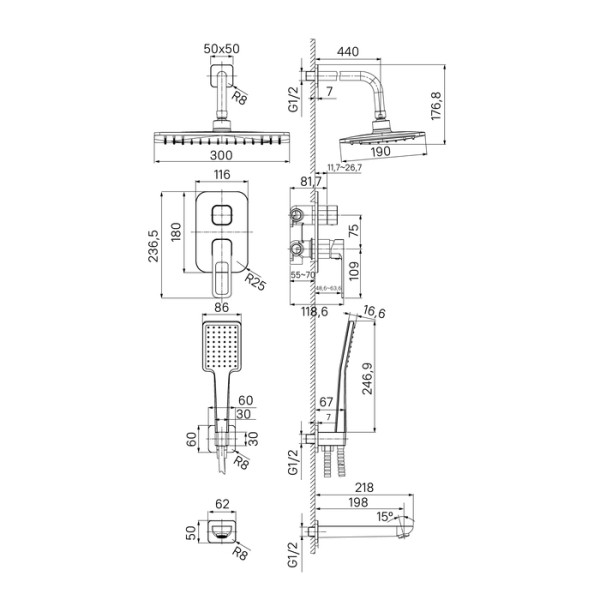 Душевая система Iddis Slide хром (SLISB03i68)