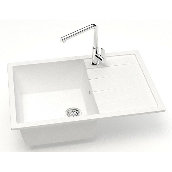 Мойка для кухни врезная Azario Vision 75x50,5x21,8 сифон + герметик белая Мойка для кухни врезная Azario Vision 75x50,5x21,8 сифон + герметик белая
