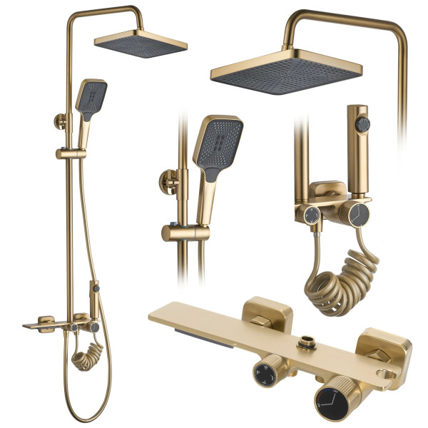Душевая система на четыре режима Rea Helix Gold mat (REA-P6621)