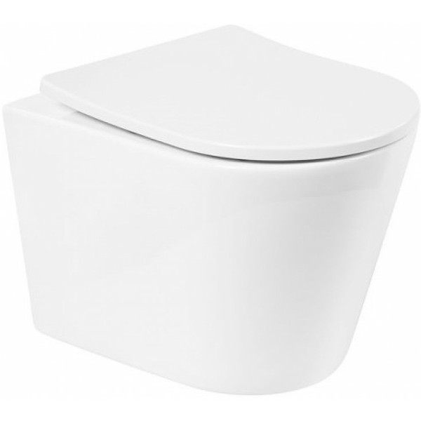 Унитаз подвесной BelBagno Flay-R белый безободковый без сиденья (BB053CHR) Унитаз подвесной BelBagno Flay-R белый безободковый без сиденья (BB053CHR)