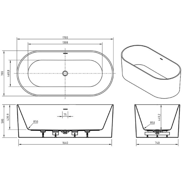 Ванна акриловая BelBagno 170x80 белая (BB705-1700-800) Ванна акриловая BelBagno 170x80 белая (BB705-1700-800)