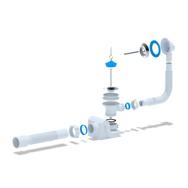 Обвязка для ванны АНИ с выпуском 1 1/2"*40 сифон Бриг с гибкой трубой 375*40/50 АНИ пласт (E655)