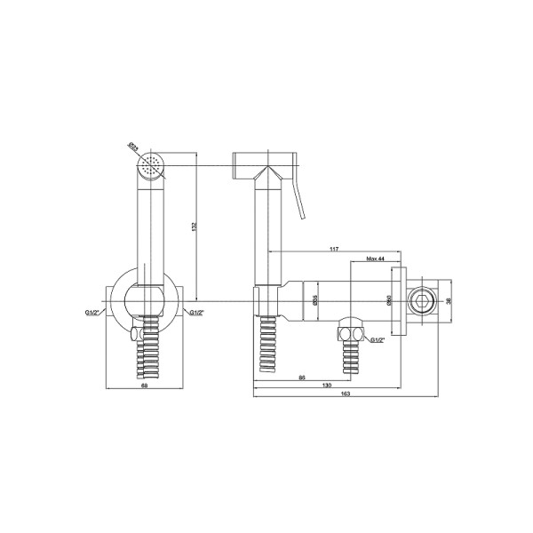 Гигиенический душ со смесителем ALMAes Agata Хром (AL-877-01) Гигиенический душ со смесителем ALMAes Agata Хром (AL-877-01)