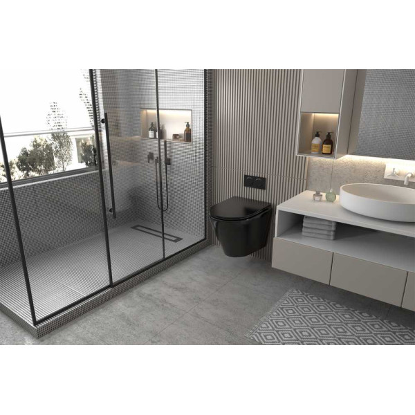 Унитаз подвесной Abber Bequem безободковый, черный матовый (AC1102MB)