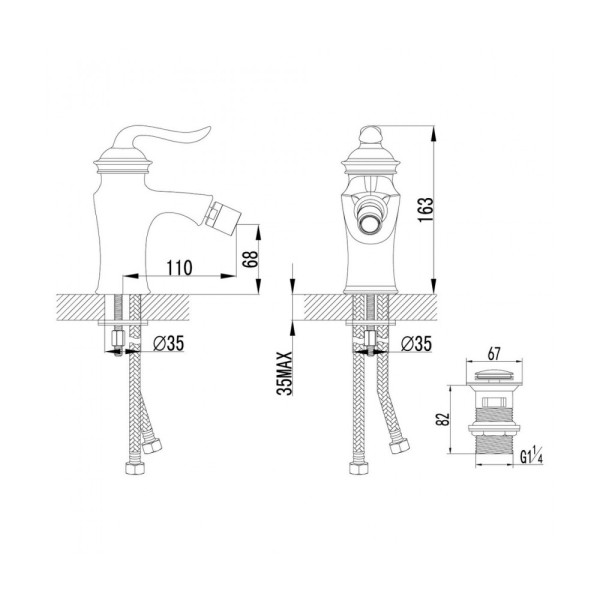 Смеситель для биде Lemark Brava с донным клапаном (LM4708G)