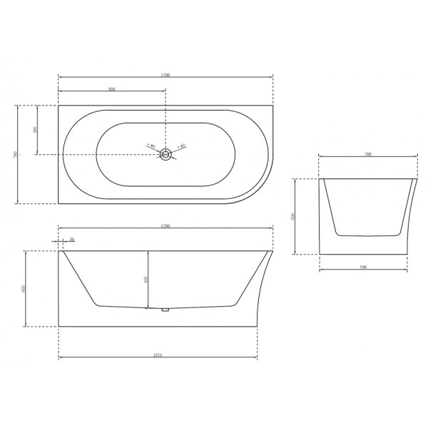 Ванна акриловая Abber 170х78 белая (AB9257-1.7 L) Ванна акриловая Abber 170х78 белая (AB9257-1.7 L)