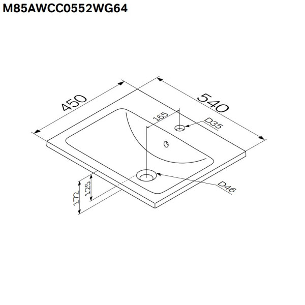 Раковина мебельная AM.PM X-Joy 55x45 белый глянец (M85AWCC0552WG64)