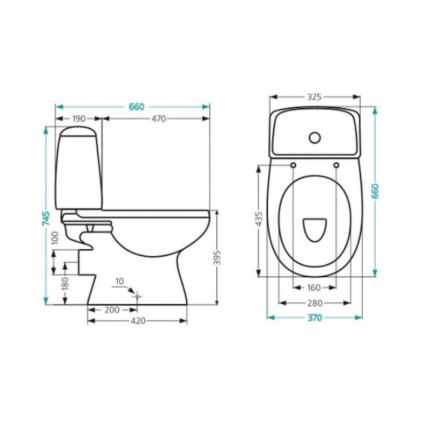 Унитаз-компакт Santek Цезарь 660х370х745 (1WH301746)