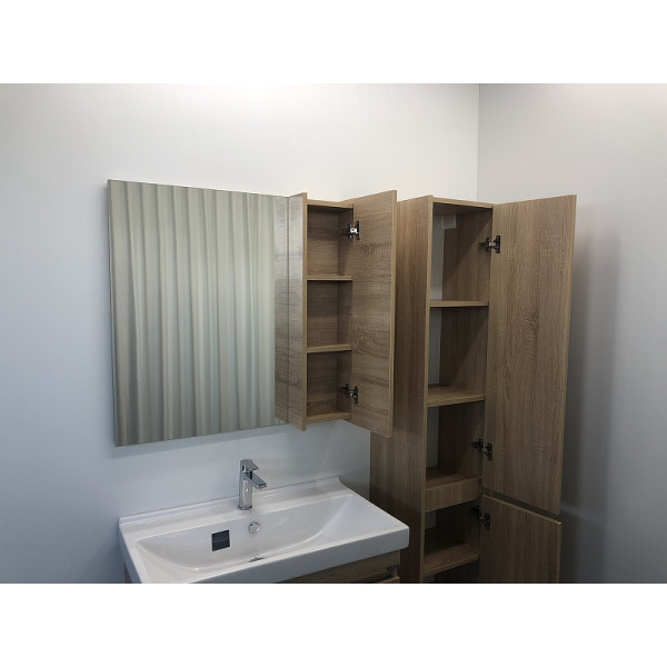 Шкаф зеркальный Comforty Тромсе 800x150x800 дуб сонома (00004142222)