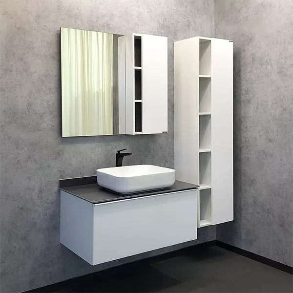 Тумба подвесная с раковиной Comforty Милан 900x520x545 белый глянцевый/графит (00-00014426) Тумба подвесная с раковиной Comforty Милан 900x520x545 белый глянцевый/графит (00-00014426)