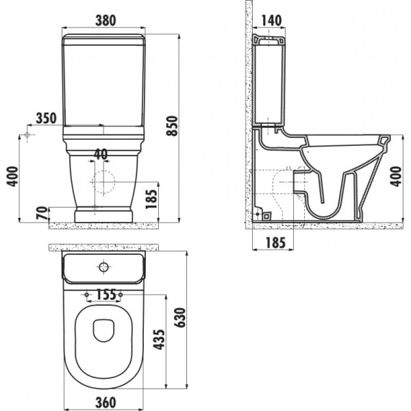 Бачок для унитаза Creavit Antik белый (AN410-00CB00E-0000)